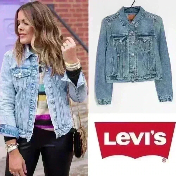 Levis Original Denim Trucker Jacket Blue  Cotton Button Up size XS - Picture 1 of 11